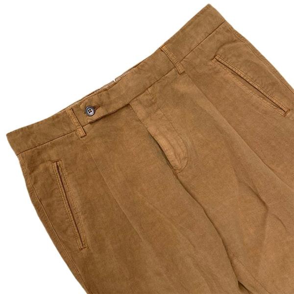 Lyocell Linen One-pleat Chino Pants In Cumin