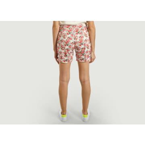 Ecru Selena Peonies Print Shorts