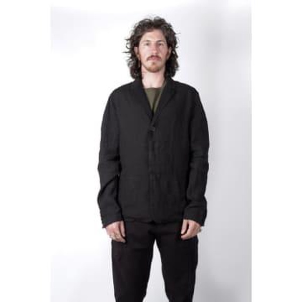 Regular Fit Linen Blazer Black