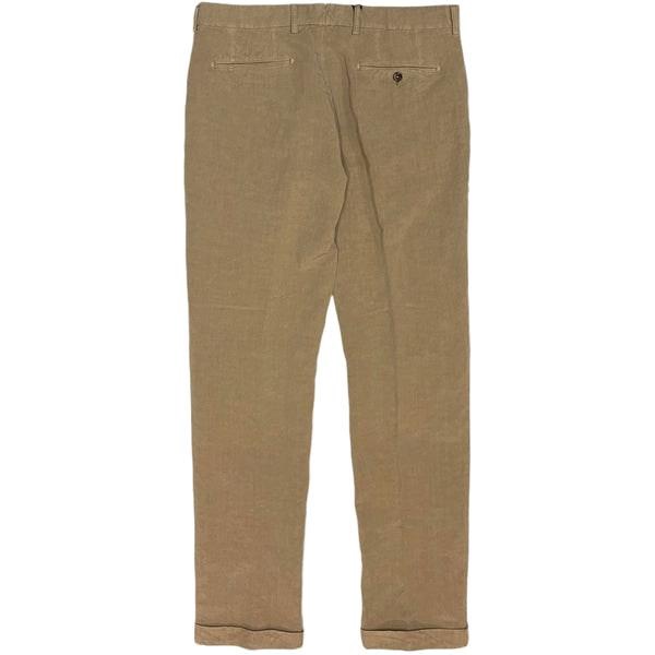 Positano Lyocell Linen Pleated Chino Pants In Walnut