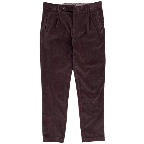 Corduroy Pleated Chino Pants In Brown