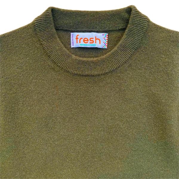 Crew Neck Wool Sweater Military Green