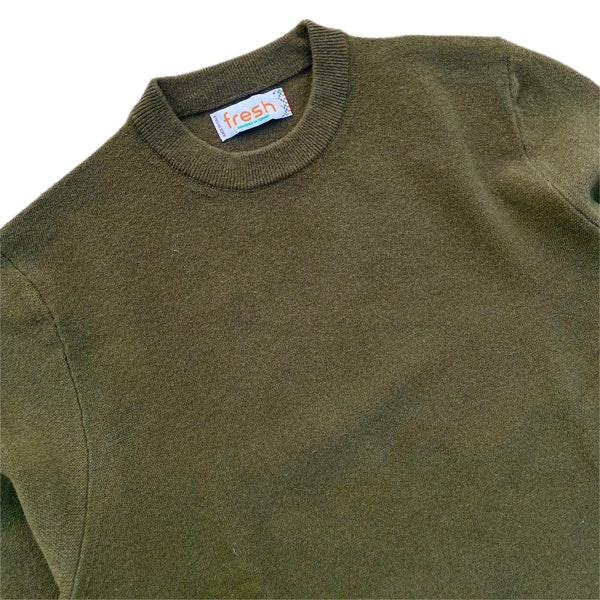 Crew Neck Wool Sweater Military Green