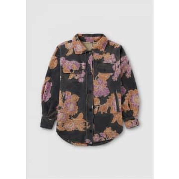 Womens Ruby Floral Print Fleece Jacket In Charcoal