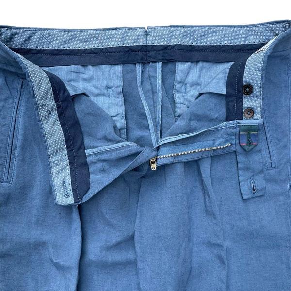 Lyocell Linen One-pleat Chino Pants In Blue