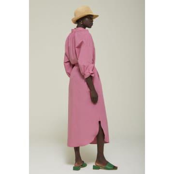 Long Poplin Dress - Geranio