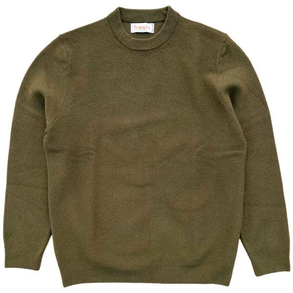 Crew Neck Wool Sweater Military Green