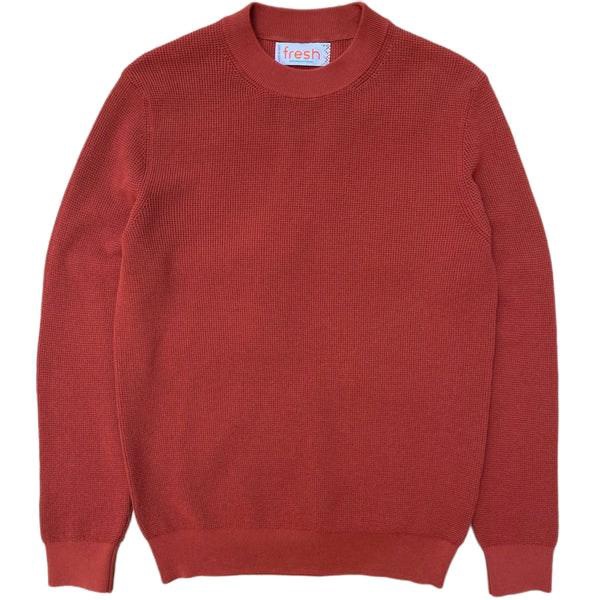 Crepe Cotton Crewneck Sweater In Cayenne Red