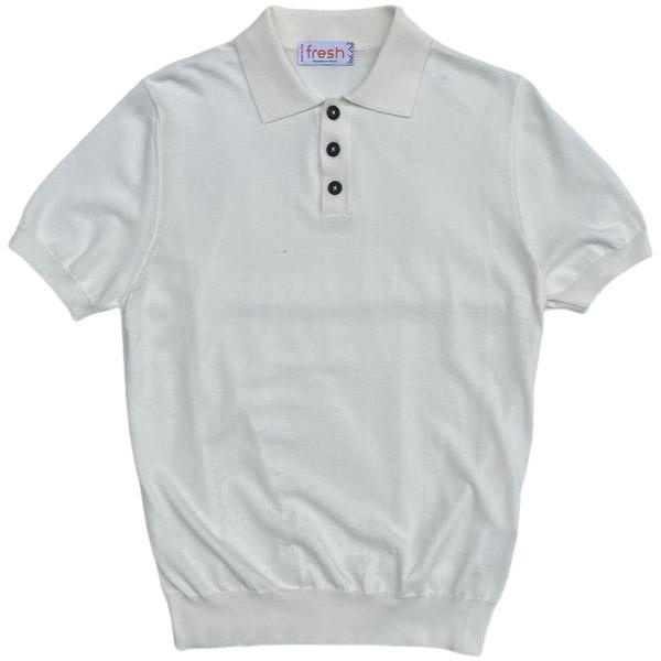 Weller Extra Fine Cotton Knitted Polo In White