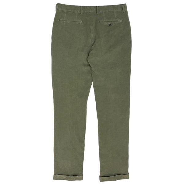 Positano Lyocell Linen Pleated Chino Pants In Green