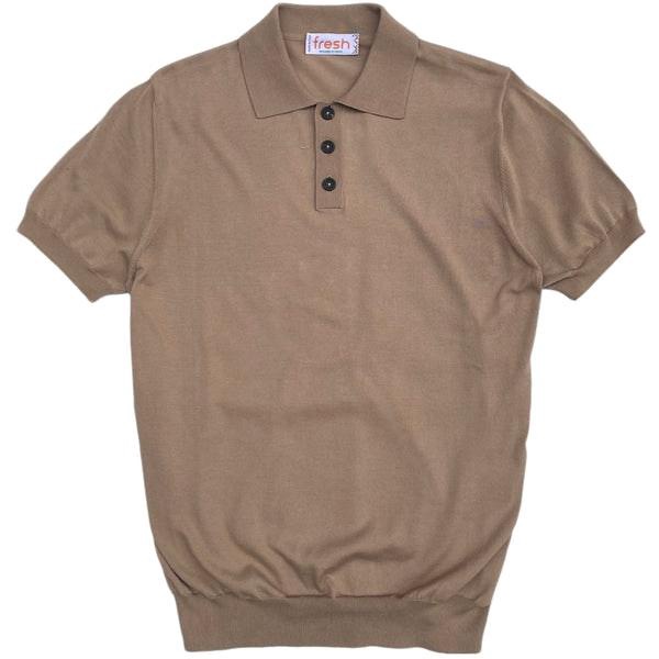 Weller Extra Fine Cotton Knitted Polo In Sand