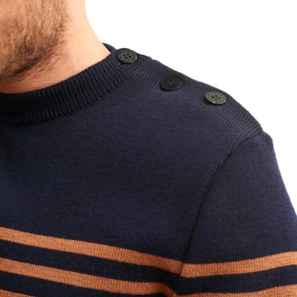 Rochefort Stripe Pullover - Navy / Caramel