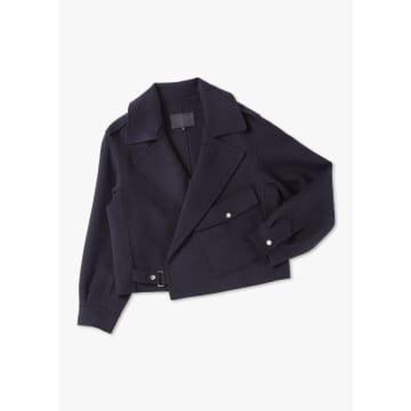 Womens Owa Asymetric Wool Jacket In Dark Navy