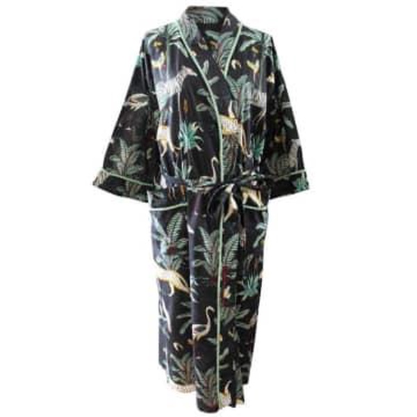 Ladies Safari At Night Print Cotton Dressing Gown