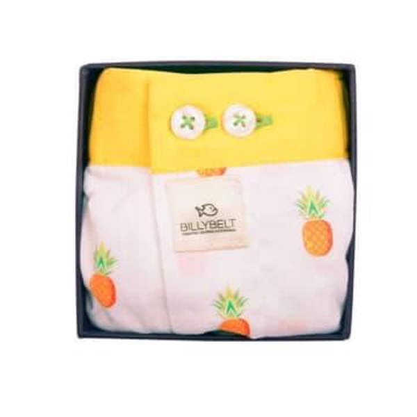 White organic cotton underpants with pineapple patterns