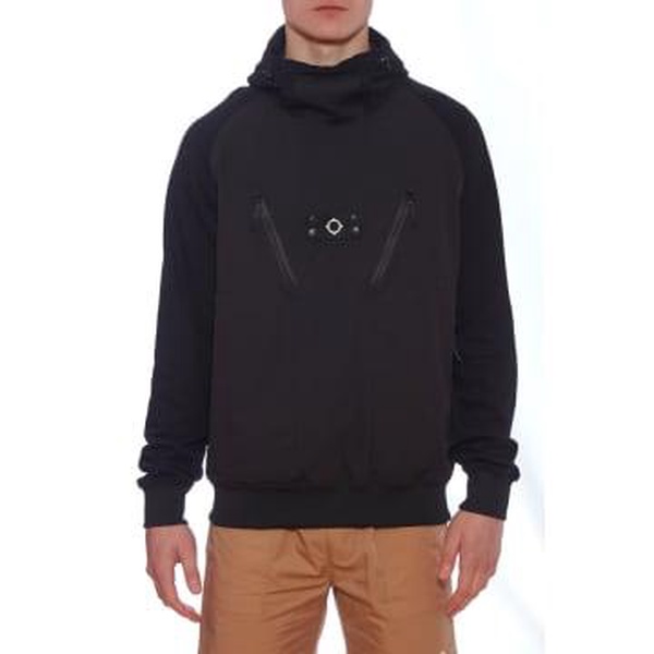 Ma.strum Hooded Mixed Media Sweat Black