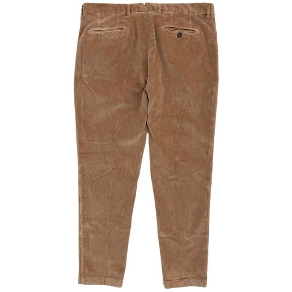 Corduroy Pleated Chino Pants In Khaki