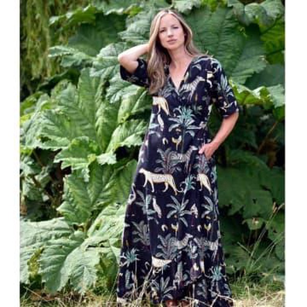 Safari At Night Long Cotton Wrap Dress