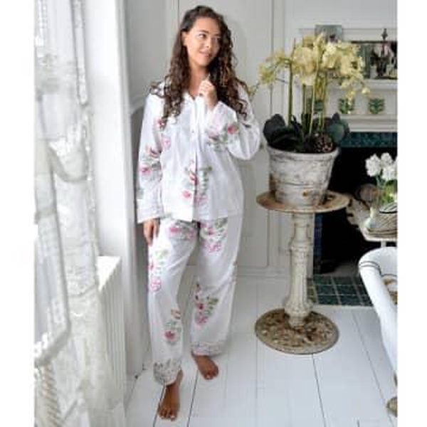 Pink And Mink Green Floral Print Ladies Pyjamas