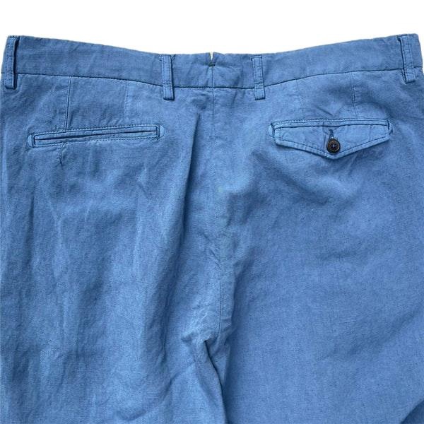 Lyocell Linen One-pleat Chino Pants In Blue