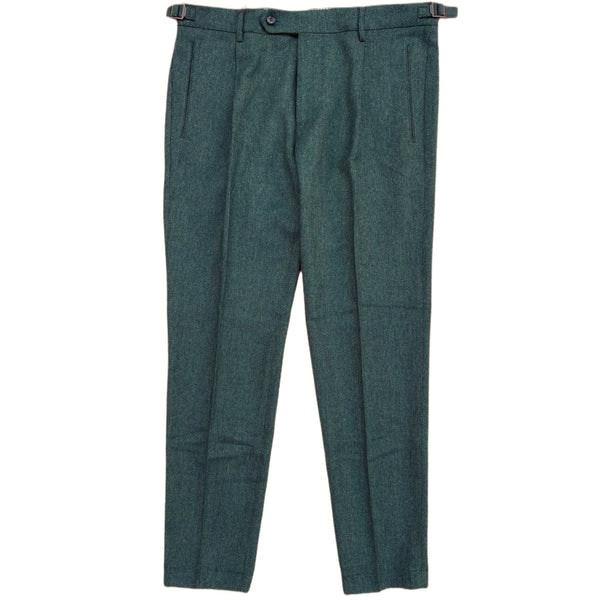 Wool Pleated Chino Pants In Gem Green