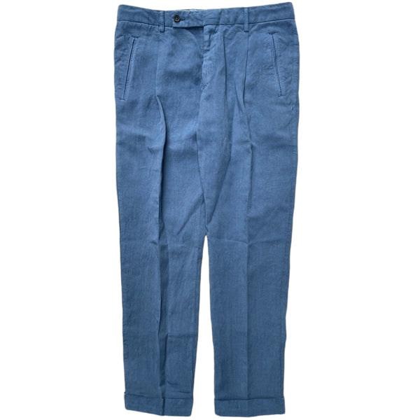 Lyocell Linen One-pleat Chino Pants In Blue