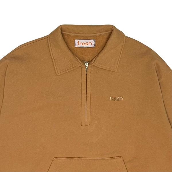 Mike Salted Caramel Zipper Polo Sweatshirt In Winter Cotton