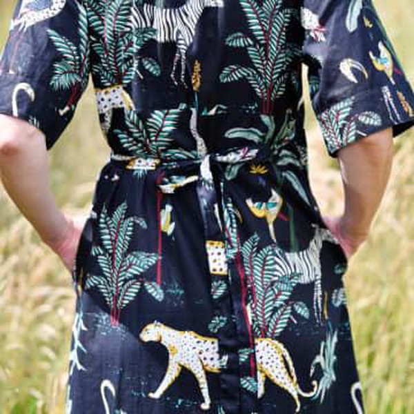 Safari At Night Long Cotton Wrap Dress