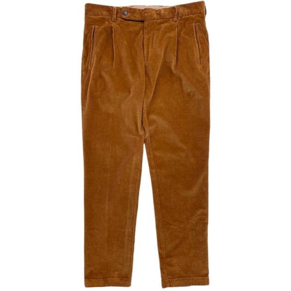 Corduroy Pleated Chino Pants In Biscuit