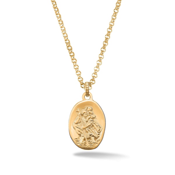 Men's St. Christopher Story Necklace In Gold Vermeil