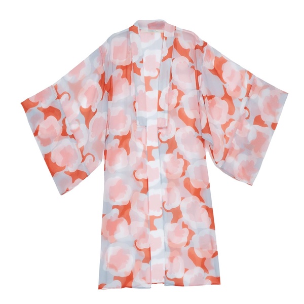 Flower Kimono In Coral