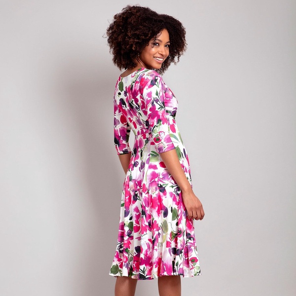 Annie Floral Dress In Fuchsia Florals Print