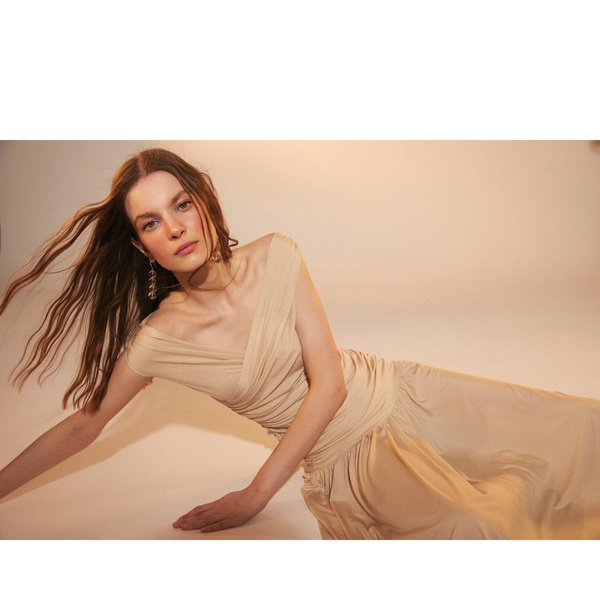 Purley Jersey Long Dress In Cuban Sand