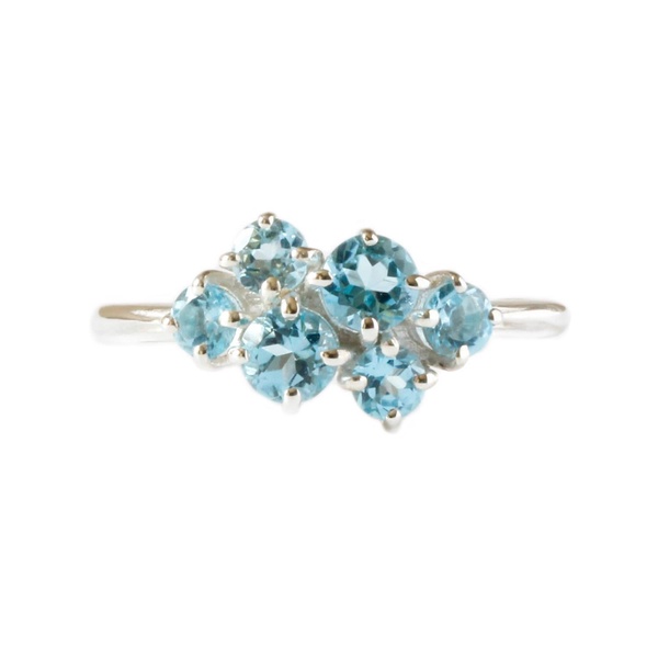 Blue Topaz Cluster Ring - Silver