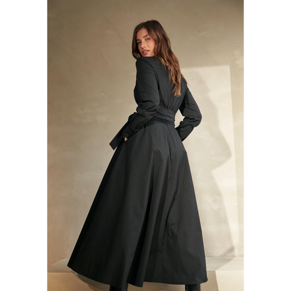 Black Maxi Shirtdress With Detachable Belt