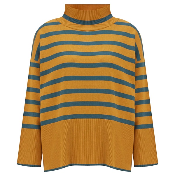 Fei High Neck Pullover Organic Cotton Knitwear Sweater - Mustard