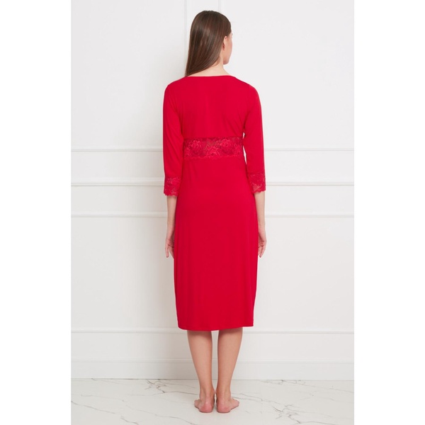 Midi Viscose Nightgown - Red