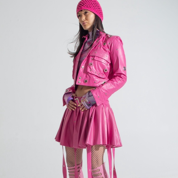 Pink Angel Leather Skirt