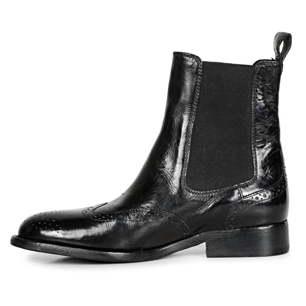 Santina Black Leather Ankle Boots