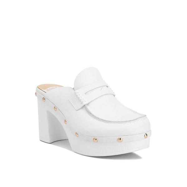 Lyrac Recycled Leather Platform Clogs In White