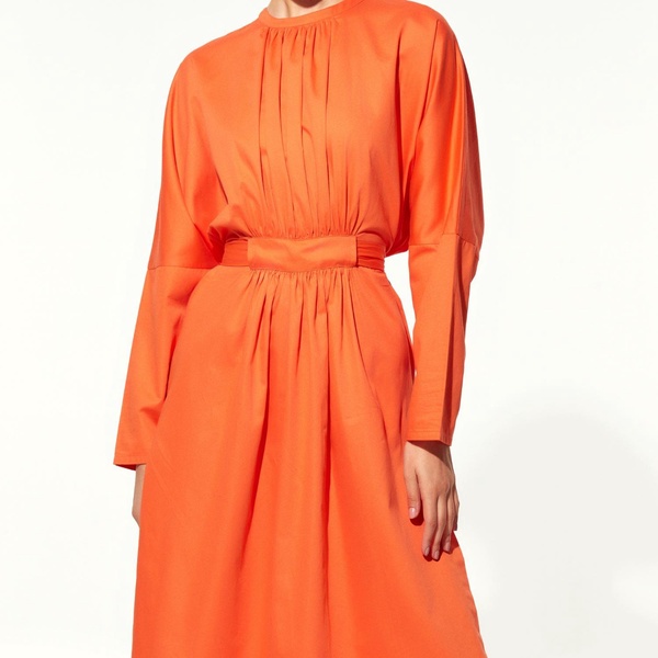 Martha Open Back Cotton Dress in Orange