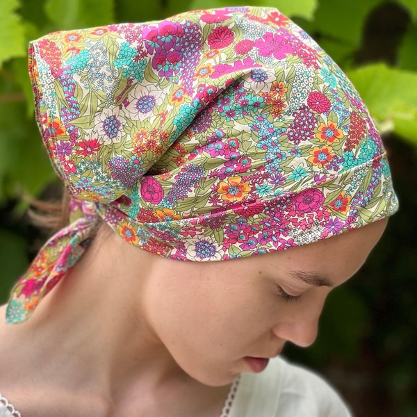 Lime Fuchsia Ciara Headscarf Made With Liberty Fabric