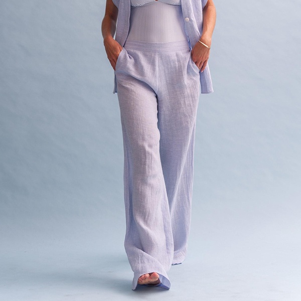 Jasmin Linen Trouser - Ice Blue