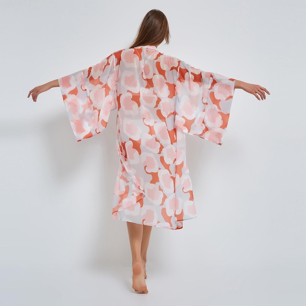 Flower Kimono In Coral