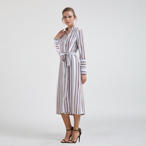 Striped Midi Wrap Dress