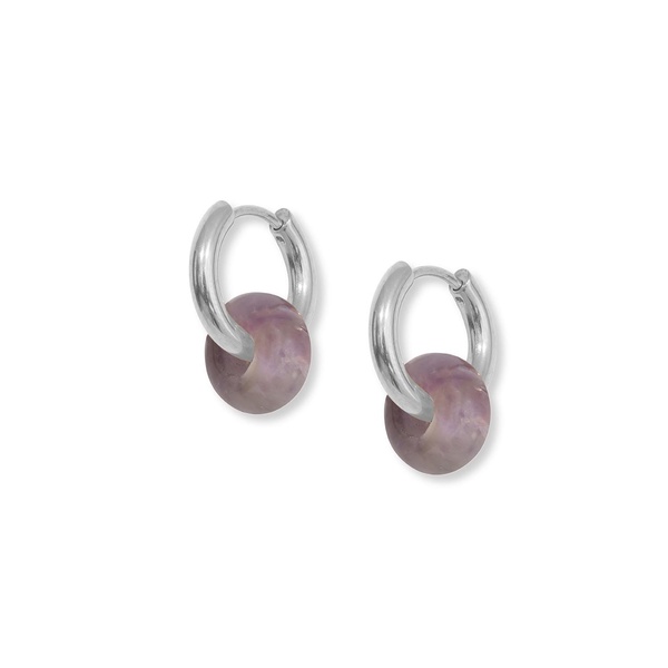 Amethyst Hoops - Silver