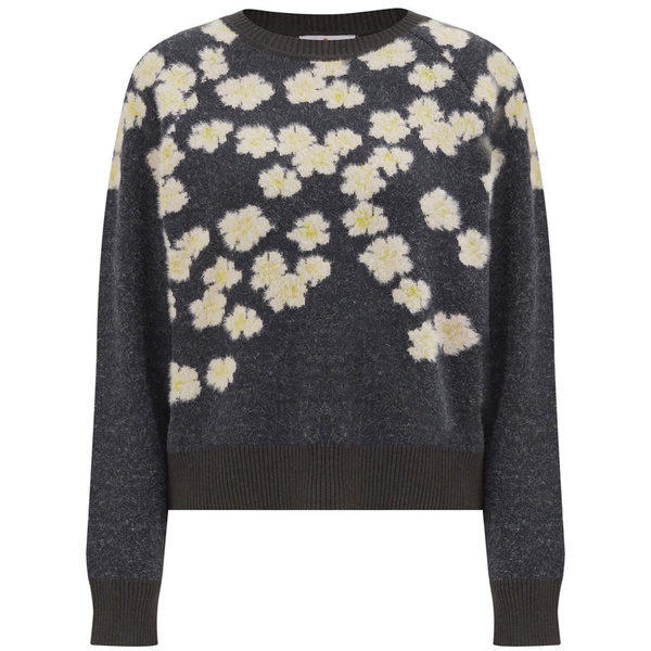 Stella Flower Patterned Pullover In Antracite / Ecru