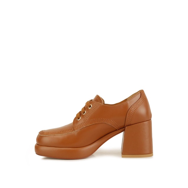 Quecha Leather Block Heel Oxfords In Tan