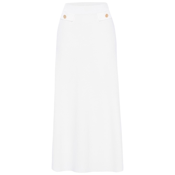 Vivien Midi Flared Knit Skirt In Ecru