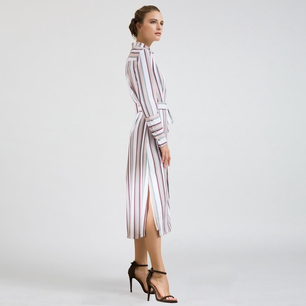 Striped Midi Wrap Dress